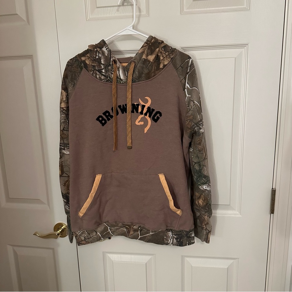 Lightly Worn Women’s Browning Brown and Camo Pullover Hoodie